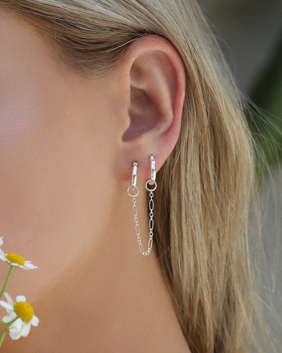 DOUBLE PIERCING SMALL HOOP EARRINGS- Sterling Silver