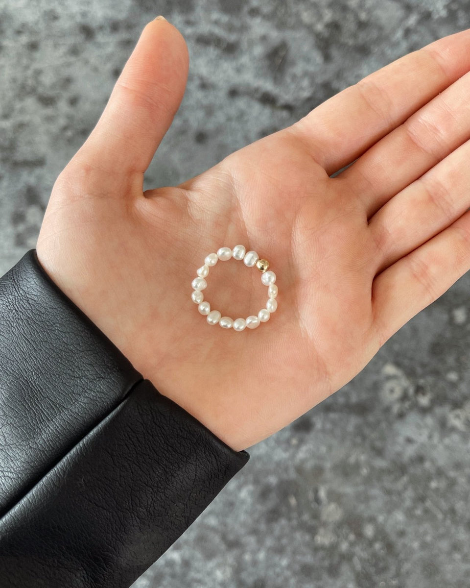 Elastic shop pearl ring