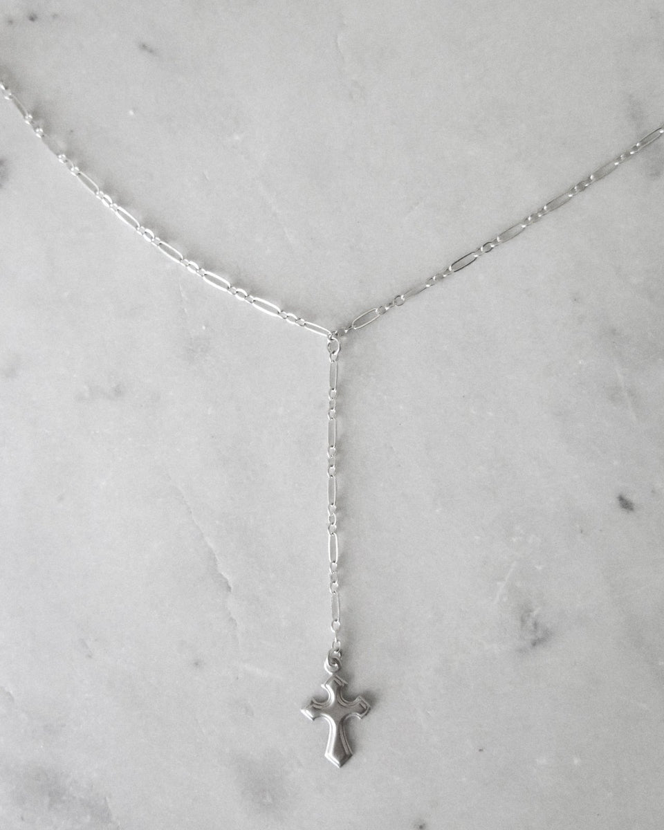 Men Flared Cross Drop Necklace