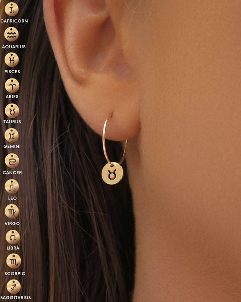 Zodiac sales hoop earrings