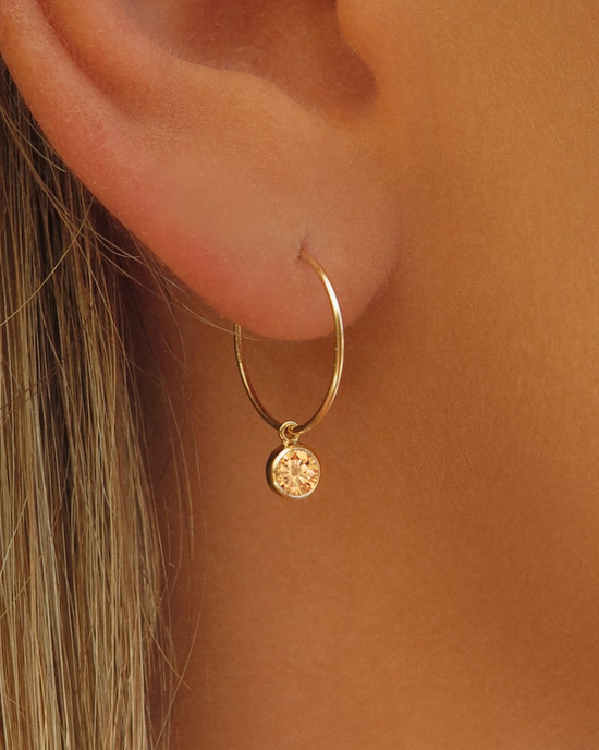 Cognac CZ Hoop Earrings  - 14k Yellow Gold Fill