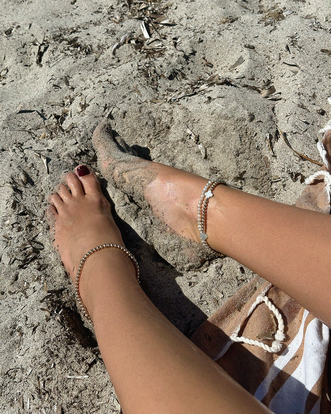 White Clover Beaded Anklet