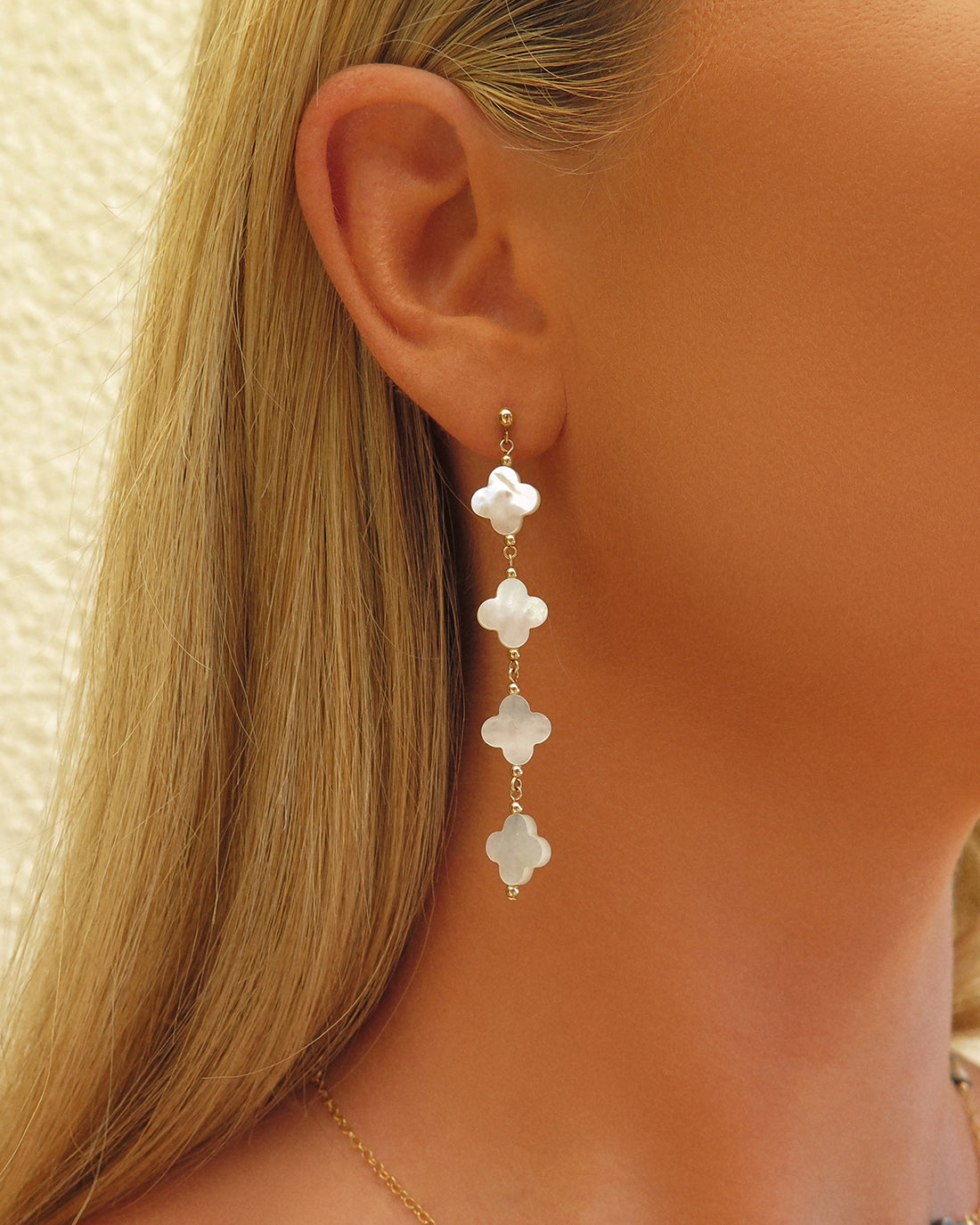 White Clover Waterfall Stud Earrings