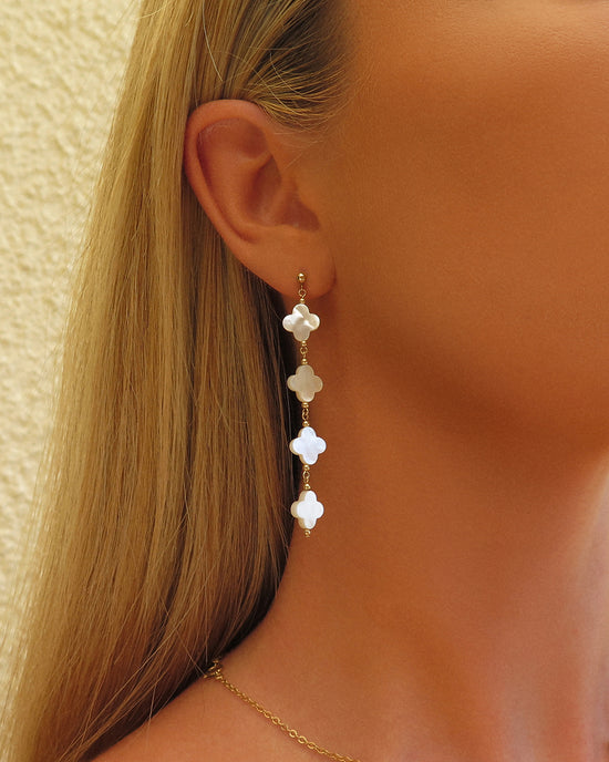 White Clover Waterfall Stud Earrings