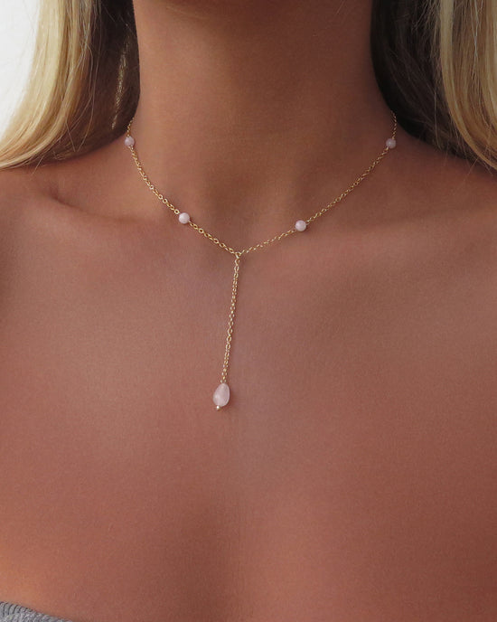 Rose Quartz Drop Necklace