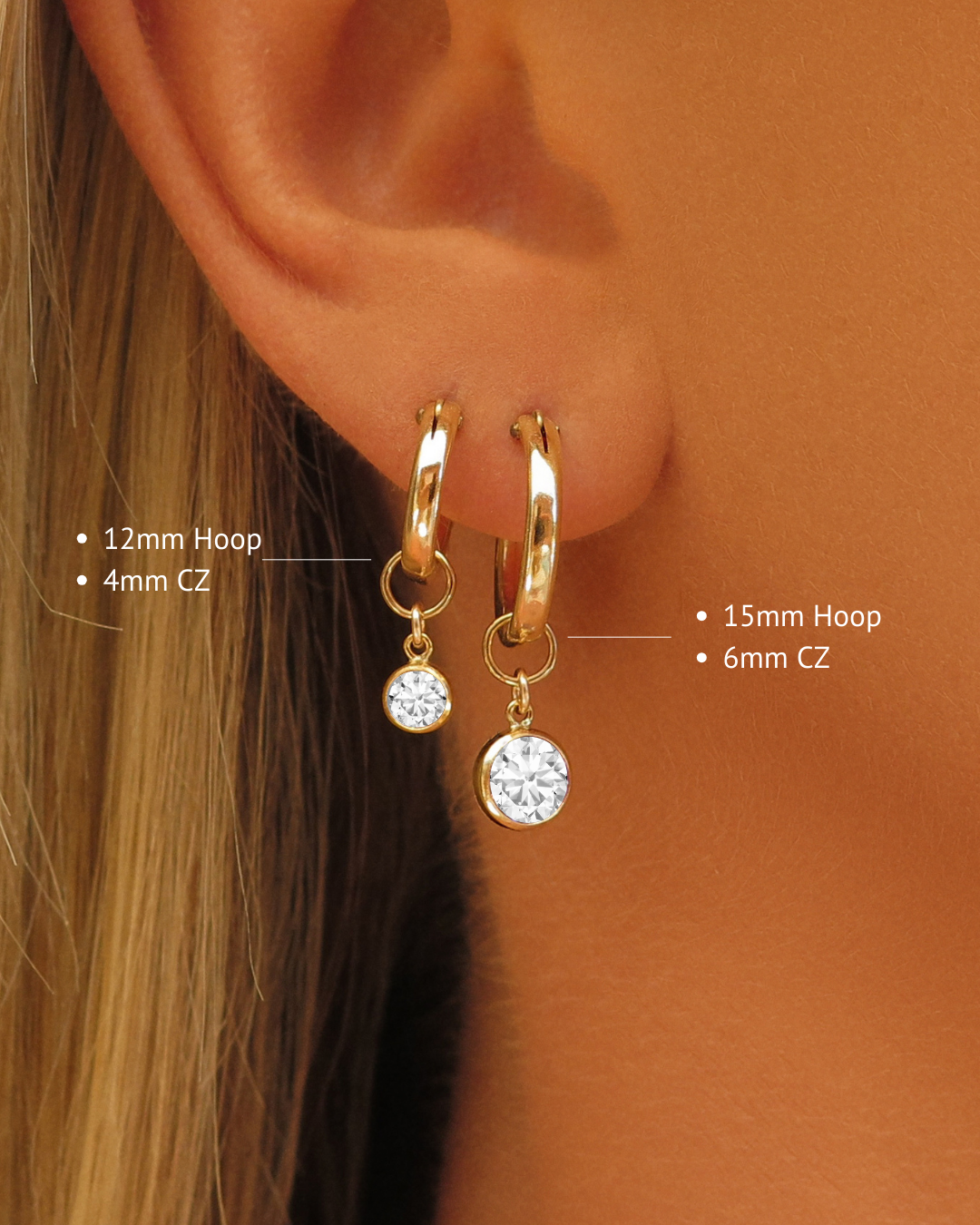 White CZ Thick Hoop Earrings