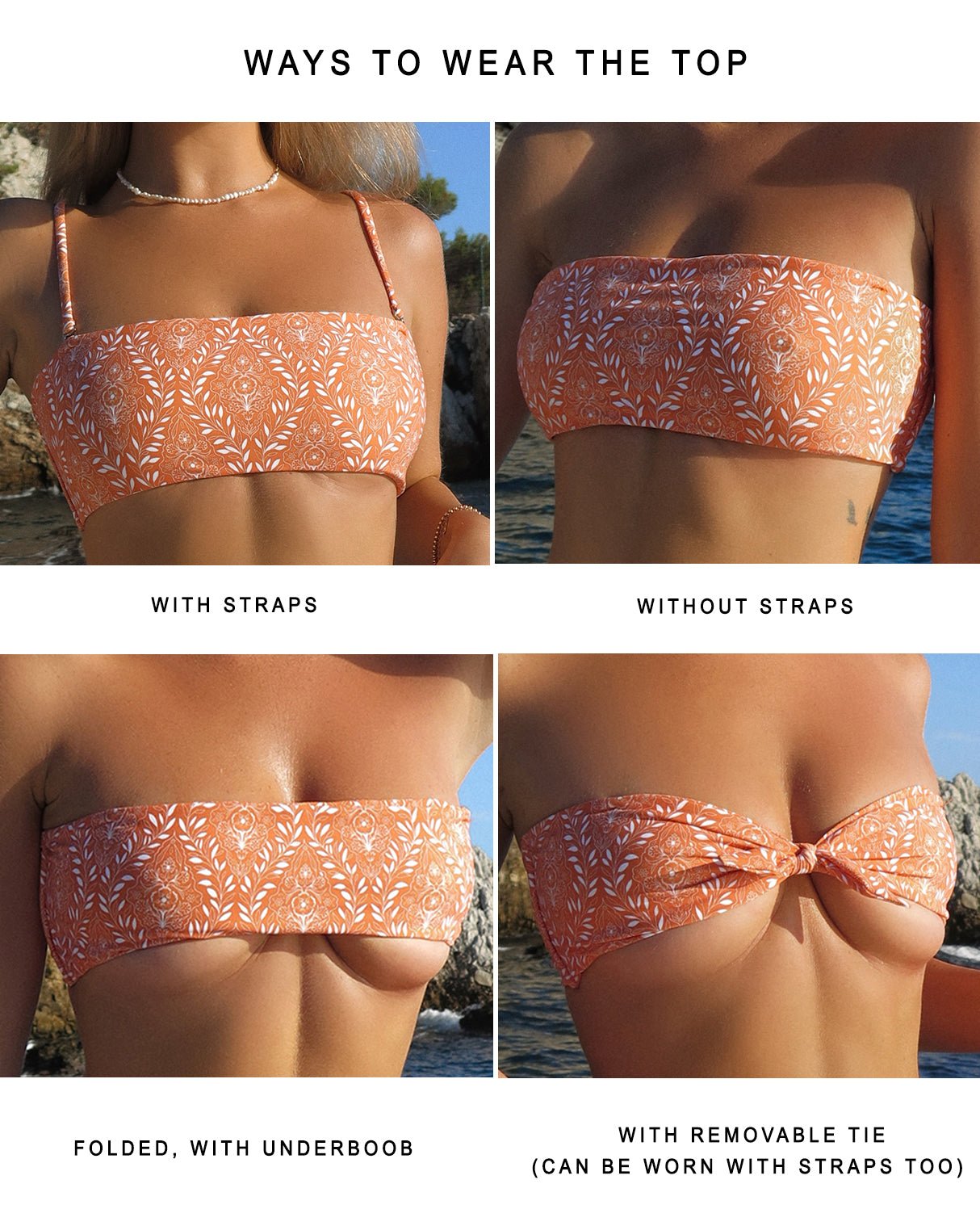 AUTHENTIC BIKINI TOP - Tangerine - Littl Swim