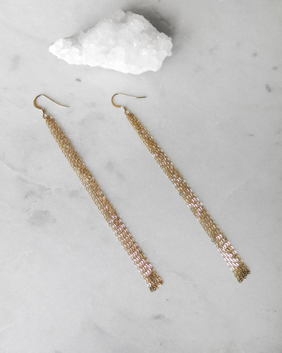 CHAIN DROP EARRINGS- 14k Gold - The Littl - 14k Yellow Gold Fill - 4cm