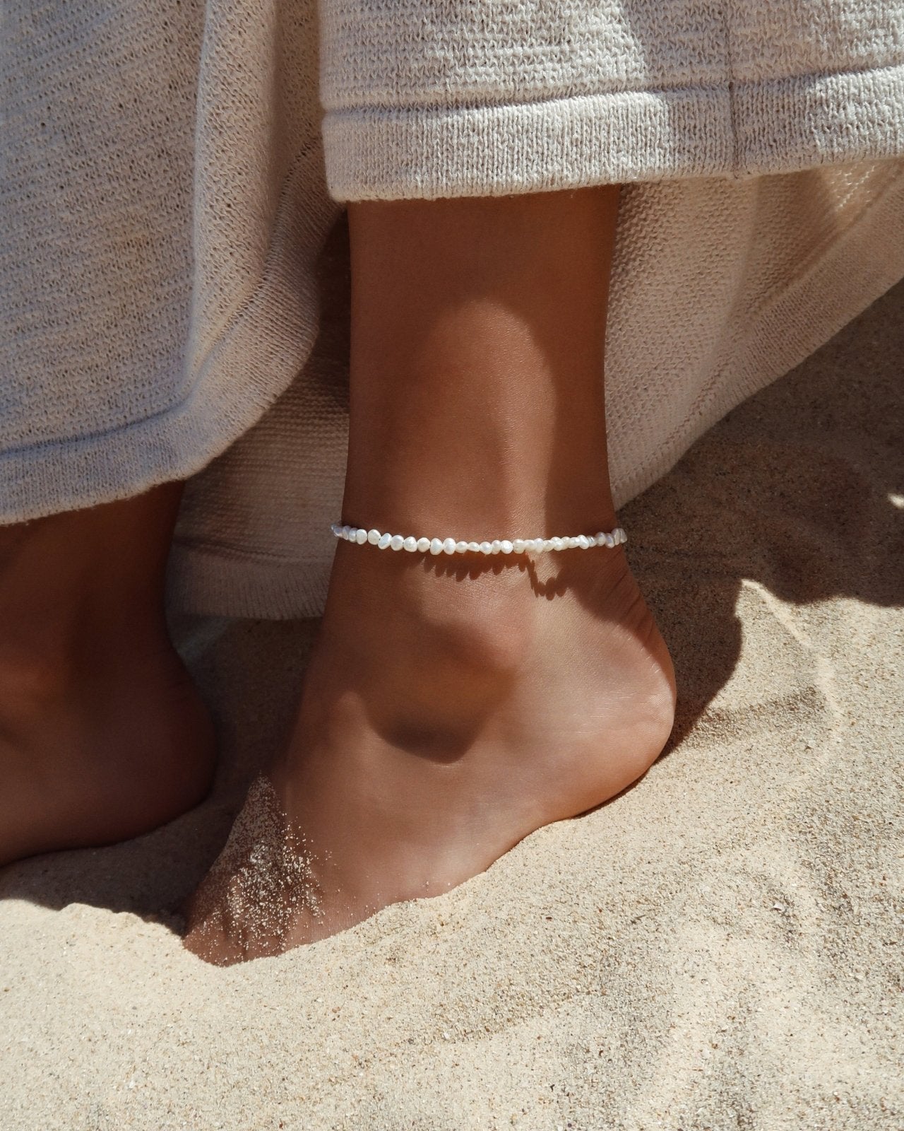 FRESHWATER PEARL BEADED ANKLET - The Littl - 14k Yellow Gold Fill -