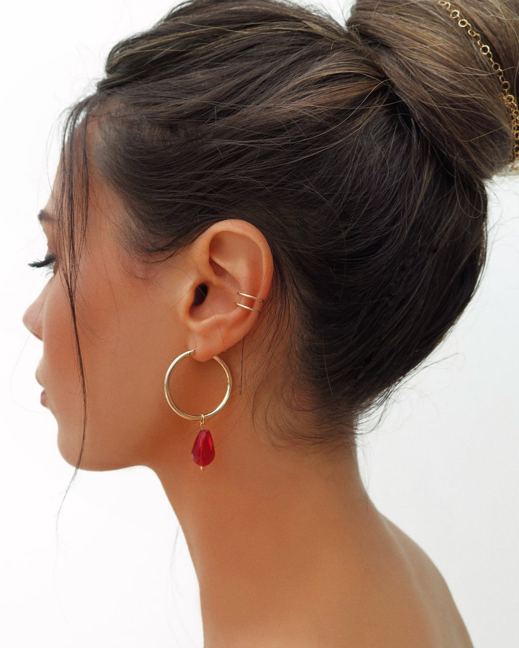 LARGE RED TEARDROP EARRINGS- 14k Yellow Gold - The Littl A$124.99 A$124.99  14k Yellow Gold Circle Drop Earrings